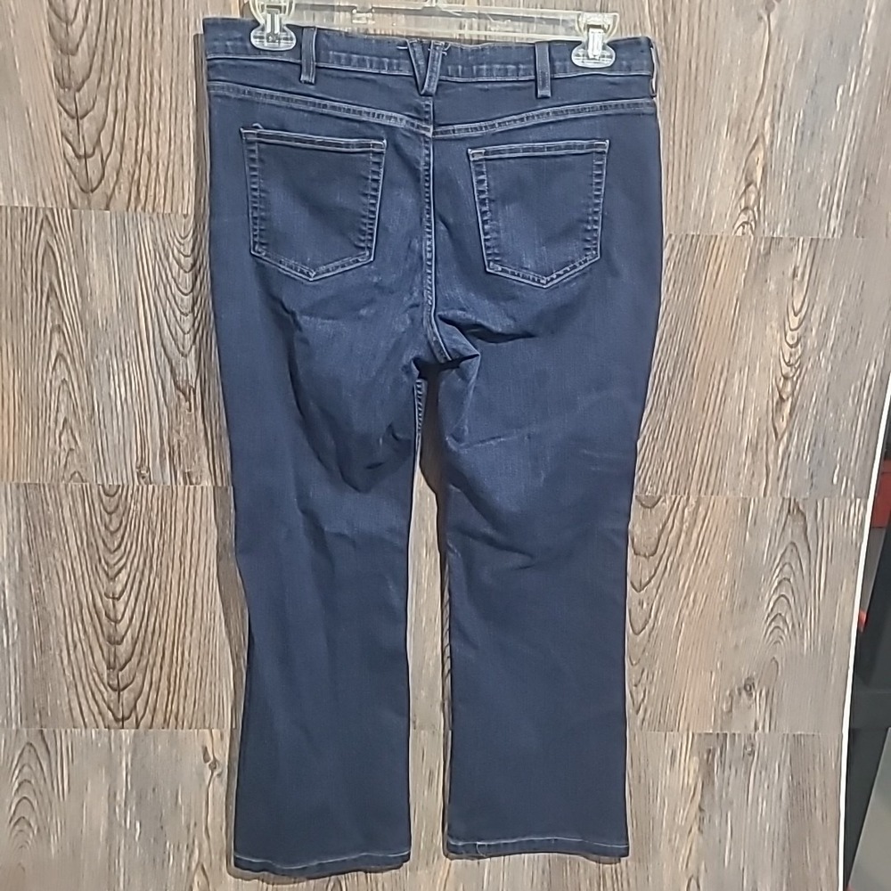 Duluth Trading Relaxed Straight Jeans Size 14 x Actual 27 Dark Wash Mid Rise - Picture 5 of 10